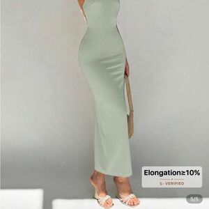 SHEIN Light Green Backless Maxi Dress
